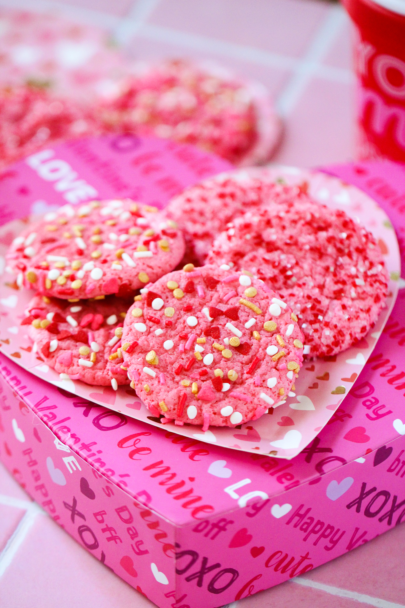Valentine's Sprinkle Cookies - Life & Sprinkles by Taryn Camp