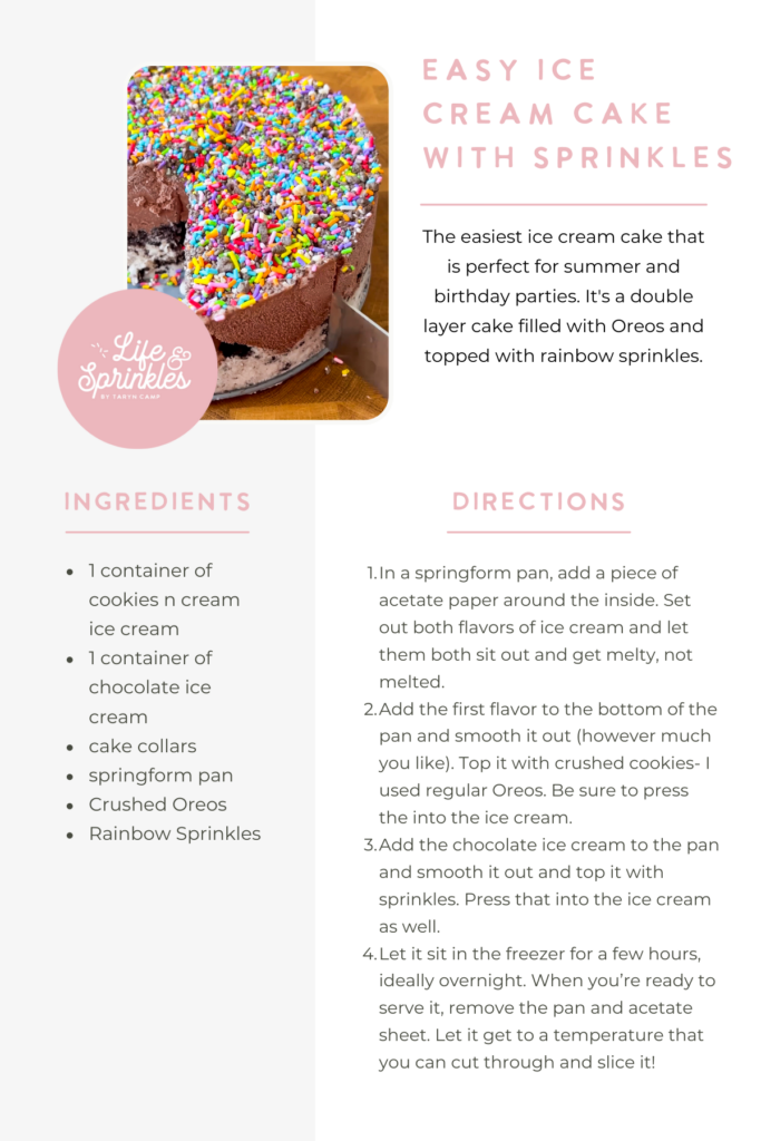 Homemade Ice Cream Cake Recipe - Erin Lives Whole
