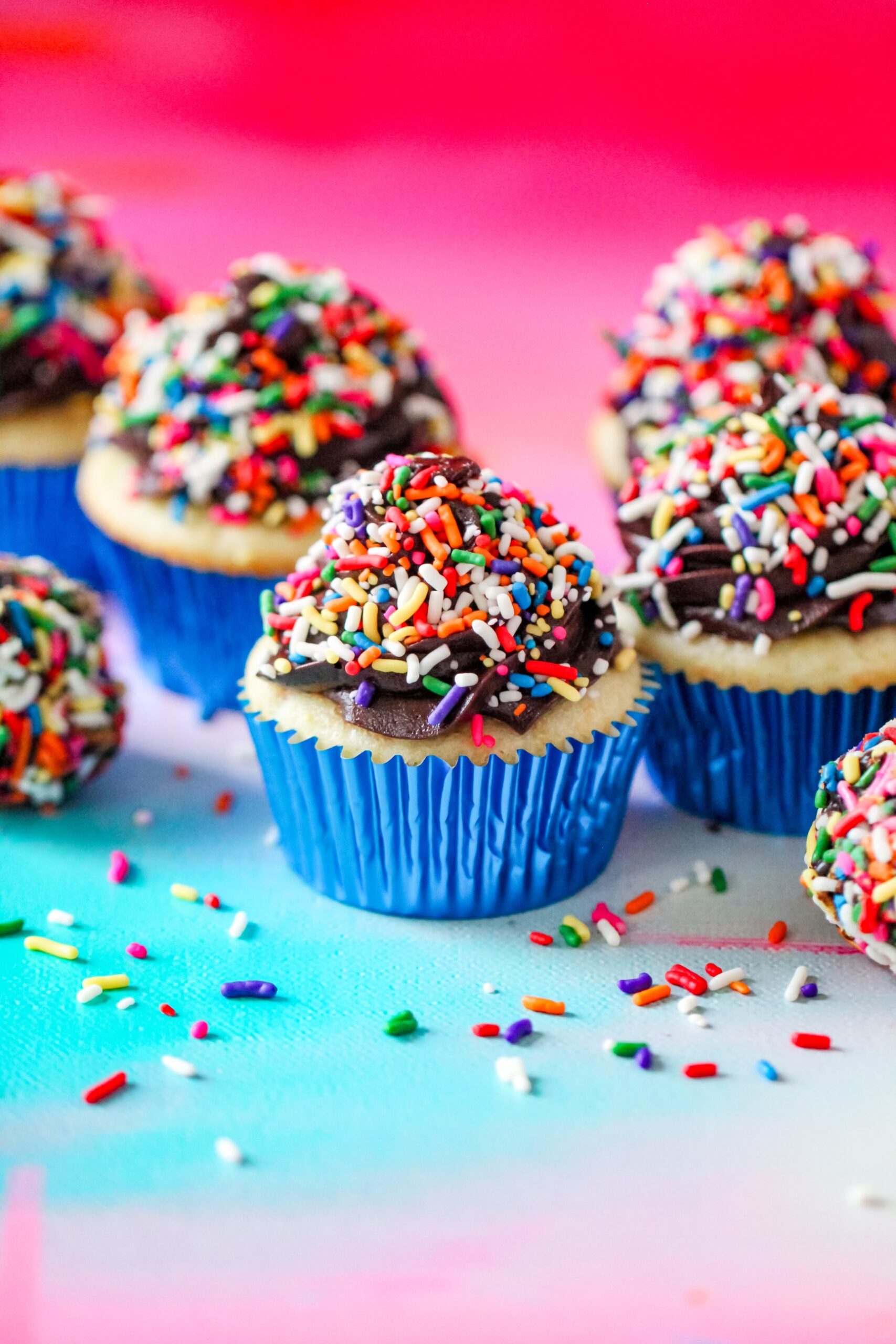 Raspberry Almond Sprinkle Cupcakes, image size:1707x2560