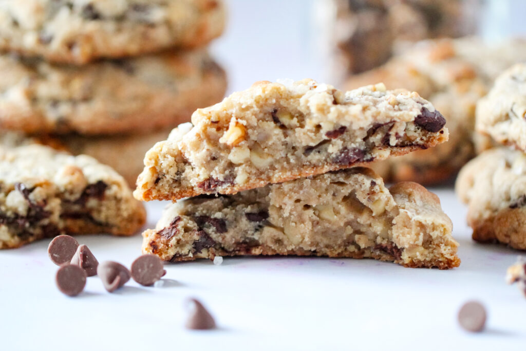 Jumbo Levain-style hazelnut chocolate chip cookies with candied nuts and melty chocolate chunks, inspired by Disney’s Grand Floridian Resort.