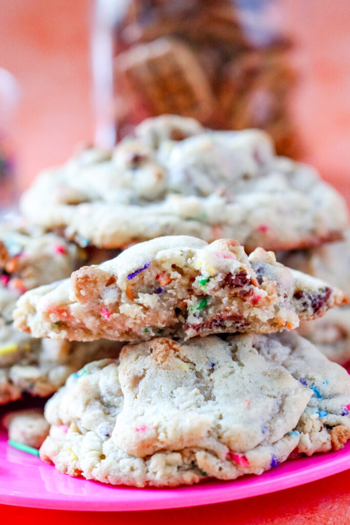 Goofy Movie inspired jumbo cookies with sprinkles and chocolate chips.