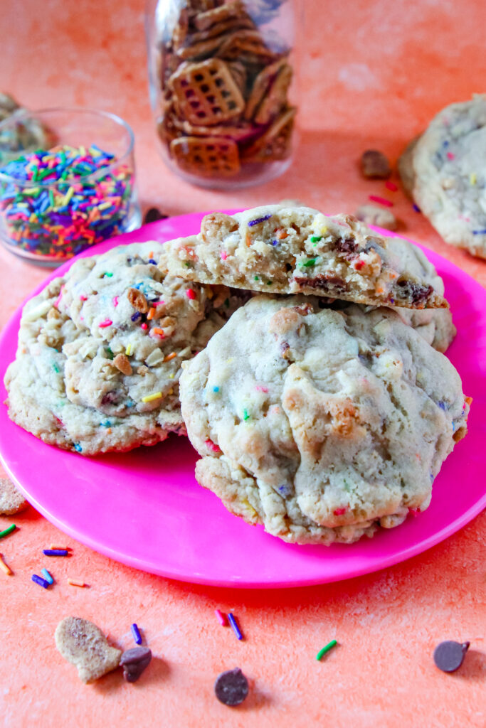 Goofy Movie inspired jumbo cookies with sprinkles and chocolate chips.