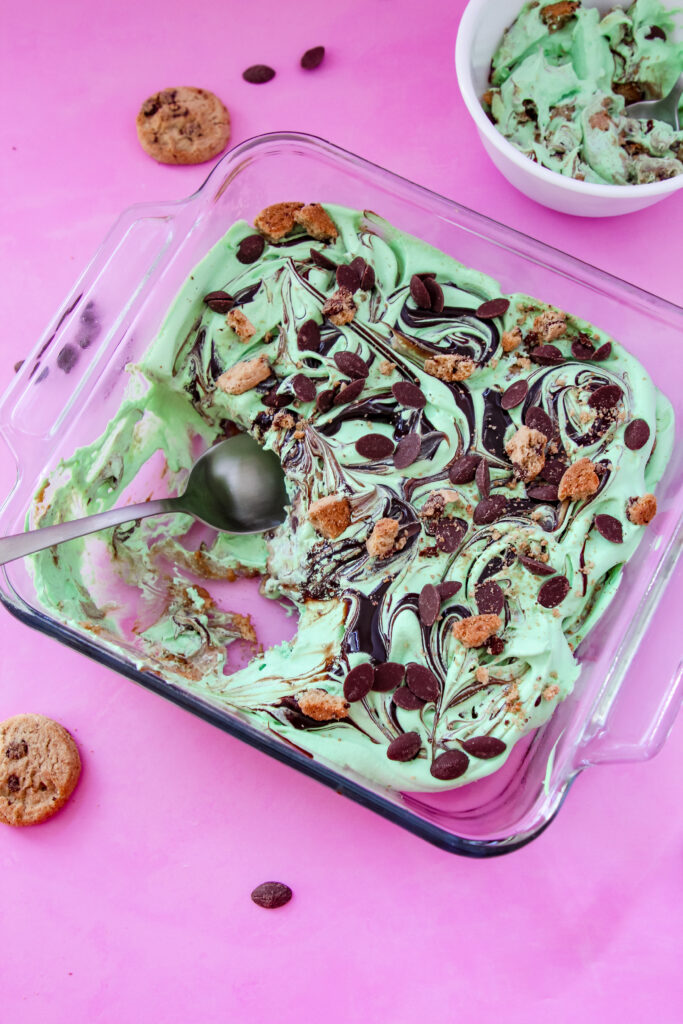 Picture of a football inspired touchdown icebox cake futuring Famos Amos Cookies.